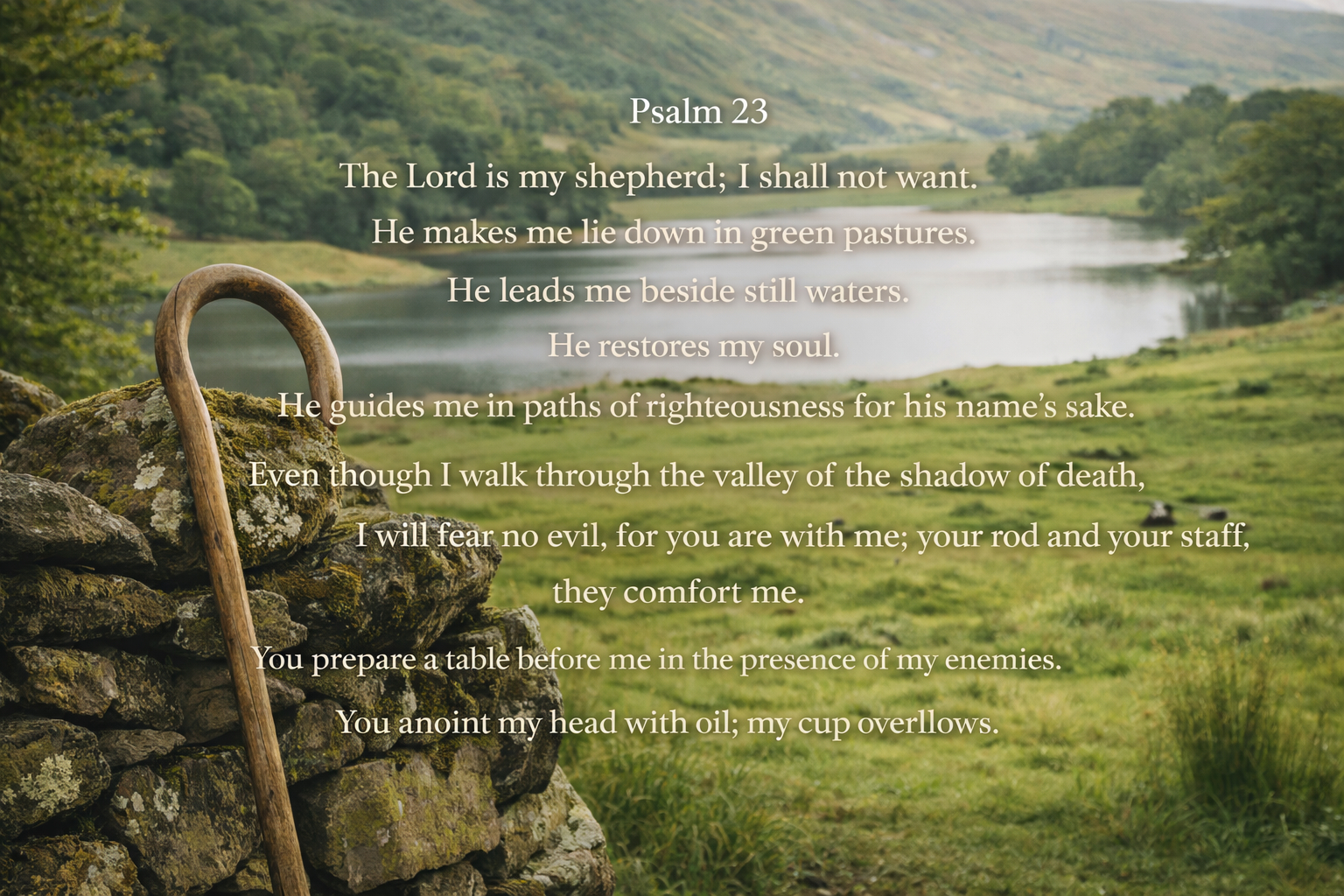Biblical Quotes Wallpaper -- Shepherd's Crook and Still Waters